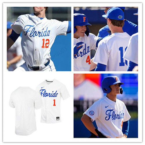Men's Youth Florida Gators Custom Logan Shore Harrison Bader Cole Figueroa Feleipe Franks Nike 2020 White College Baseball jerseys