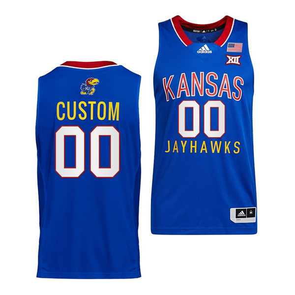 Men's Youth Kansas Jayhawks Custom Adidas Royal Throwback College Basketball Jersey