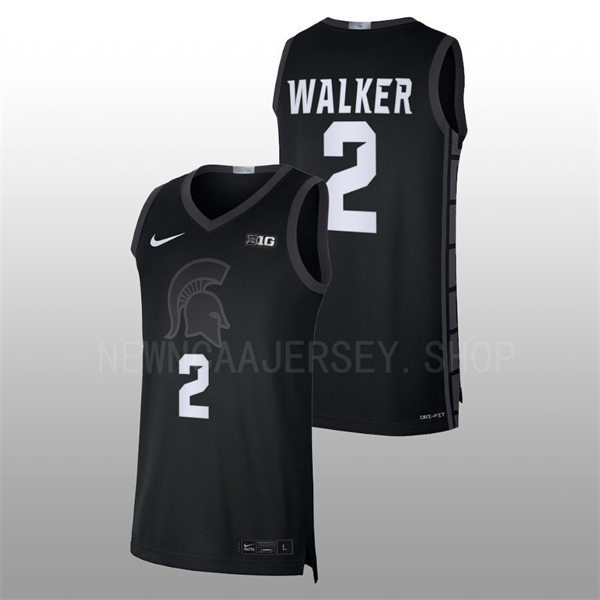 Men's Youth Michigan State Spartans #2 Tyson Walker 2022 Black College Baketball Game Jersey 