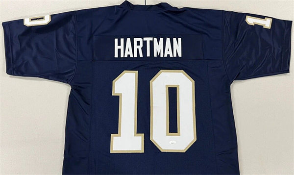 Men's Youth Notre Dame Fighting Irish #10 Sam Hartman Navy With Name College Football Jersey