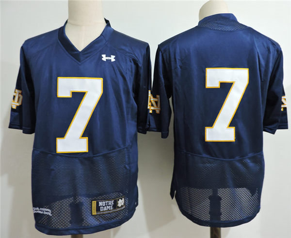Men's Youth Notre Dame Fighting Irish #7 Audric Estime Navy Without Name College Football Game Jersey