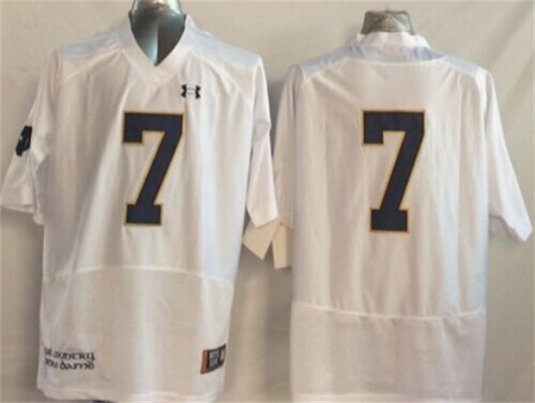 Men's Youth Notre Dame Fighting Irish #7 Audric Estime White Without Name College Football Game Jersey