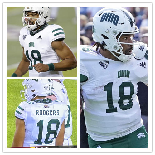 Men's Youth Ohio Bobcats #18 Armani Rogers Adidas White College Football Game Jersey