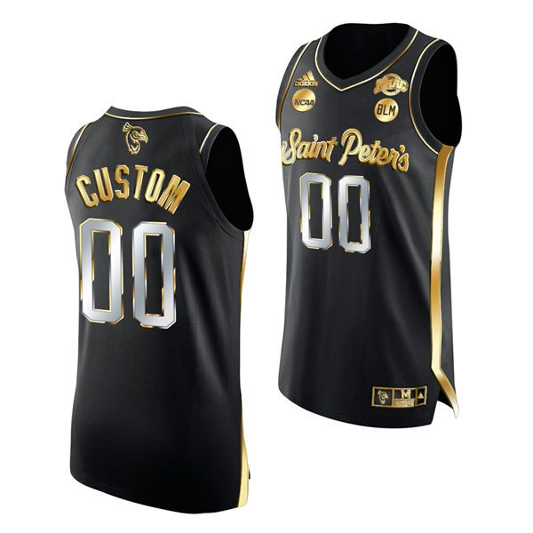 Men's Youth Saint Peter's Peacocks Custom Nike Black Golden Edition Basketball Jersey