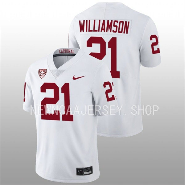 Men's Youth Stanford Cardinal #21 Kendall Williamson 2022 White College Football Game Jersey 