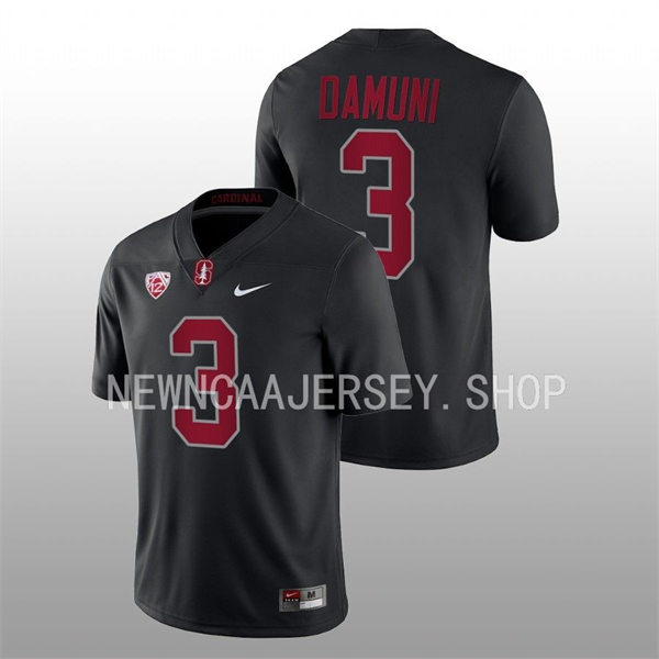 Men's Youth Stanford Cardinal #3 Levani Damuni 2022 Black College Football Game Jersey