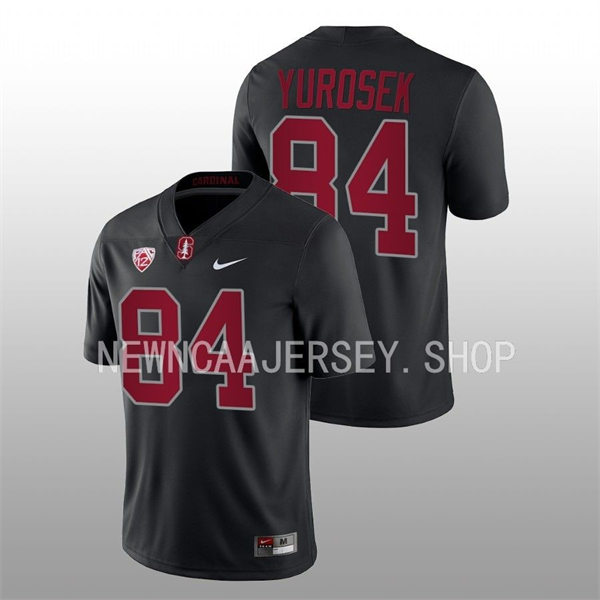 Men's Youth Stanford Cardinal #84 Benjamin Yurosek 2022 Black College Football Game Jersey 