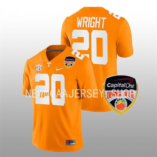 Men's Youth Tennessee Volunteers #20 Jaylen Wright Nike Orange College Football Game Jersey