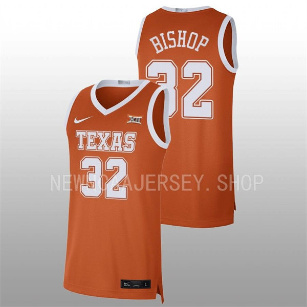 Men's Youth Texas Longhorns #32 Christian Bishop 2022 Orange College Basketball Game Jersey 