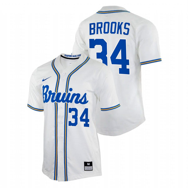 Men's Youth UCLA Bruins #34 Jake Brooks Nike College Baseball Game Jersey White
