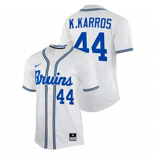 Men's Youth UCLA Bruins #44 Kyle Karros Nike College Baseball Game Jersey White