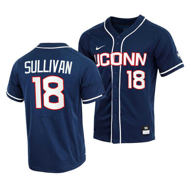 Men's Youth UConn Huskie #18 Jack Sullivan College Baseball Game Jersey Nike Navy