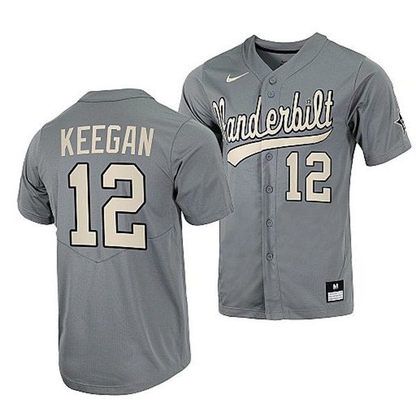 Men's Youth Vanderbilt Commodores #12 Dominic Keegan Grey 2022 College Baseball Limited Jersey 