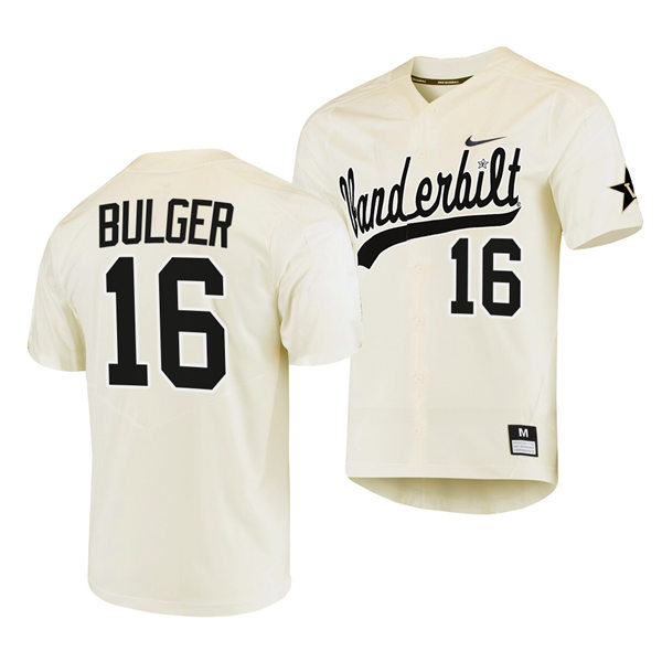 Men's Youth Vanderbilt Commodores #16 Jack Bulger Cream 2022 College Baseball Limited Jersey 
