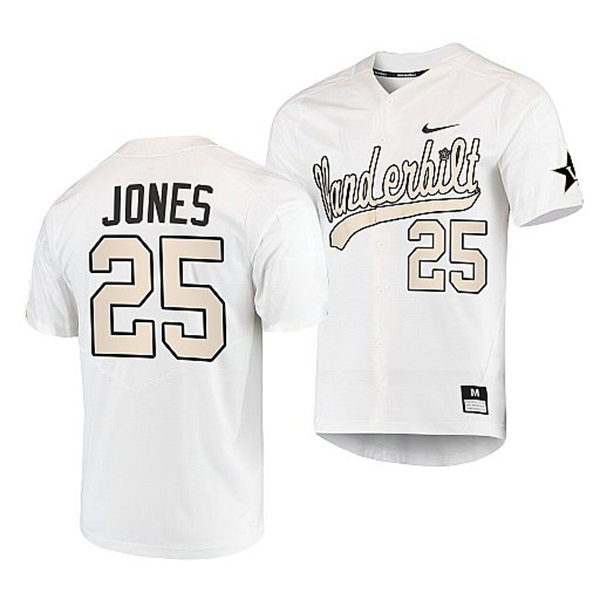 Men's Youth Vanderbilt Commodores #25 Druw Jones White Gold 2022 College Baseball Limited 