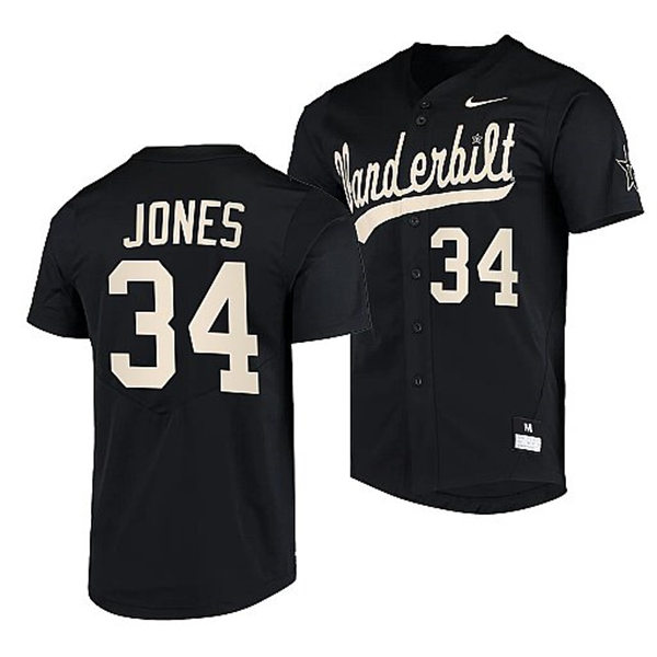 Men's Youth Vanderbilt Commodores #34 Spencer Jones Black Gold 2022 College Baseball Limited 