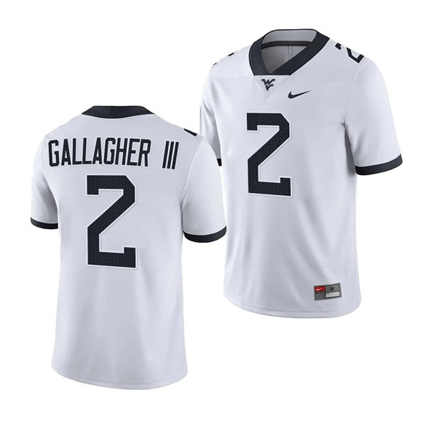 Men's Youth West Virginia Mountaineer #2 Rodney Gallagher III 2023 White College Football Game Jersey