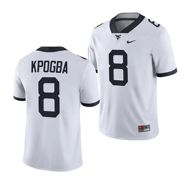 Men's Youth West Virginia Mountaineers #8 Lee Kpogba 2023 White College Football Game Jersey