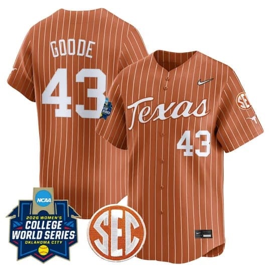 Men's size - Texas Longhorns Softball 2026 World Series (WCWS) Vapor Premi       Leighann Goode  43