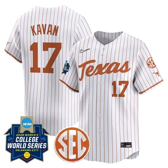 Men's size - Texas Longhorns Softball 2026 World Series (WCWS) Vapor Premier     Teagan Kavan 17