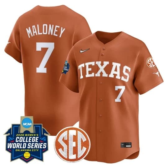 Men's size - Texas Longhorns Softball 2026 World Series (WCWS) Vapor Premier    Ashton Maloney