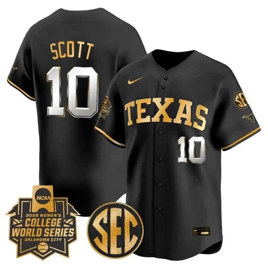 Men's size - Texas Longhorns Softball 2026 World Series (WCWS) Vapor Premier Li        Mia Scott #10