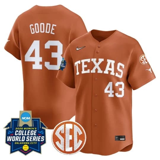 Men's size - Texas Longhorns Softball 2026 World Series (WCWS) Vapor Premier Li  Leighann Goode