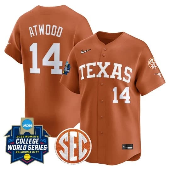 Men's size - Texas Longhorns Softball 2026 World Series (WCWS) Vapor Premier Lim        Reese Atwood