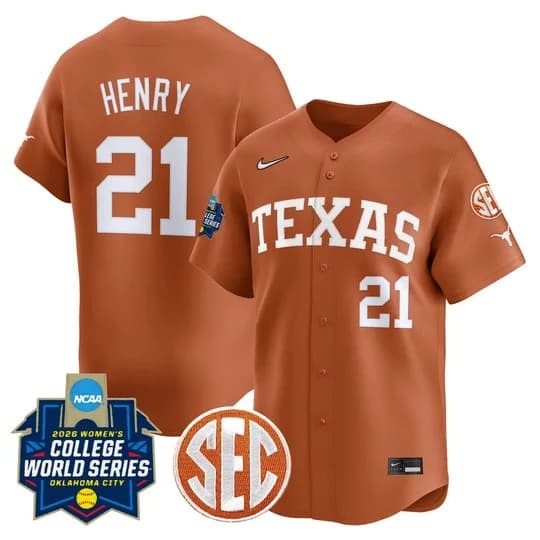 Men's size - Texas Longhorns Softball 2026 World Series (WCWS) Vapor Premier LimKayden Henry