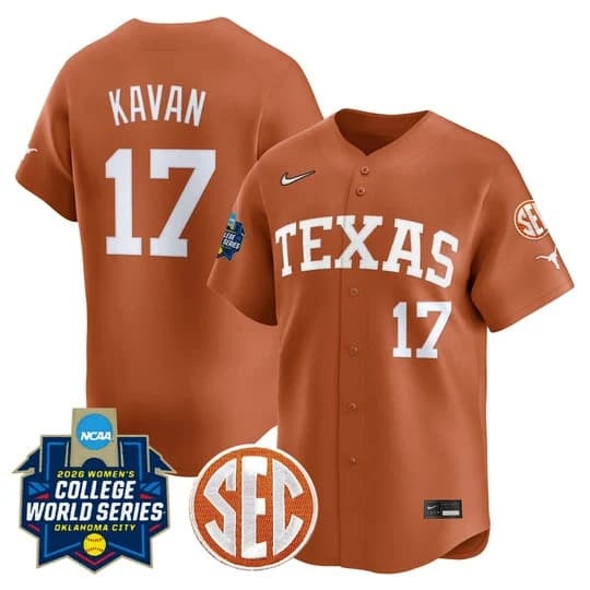 Men's size - Texas Longhorns Softball 2026 World Series (WCWS) Vapor Premier Limite      Teagan Kavan