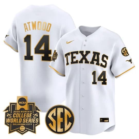 Men's size - Texas Longhorns Softball 2026 World Series (WCWS) Vapor Premier Limited Jer14 Reese Atwood