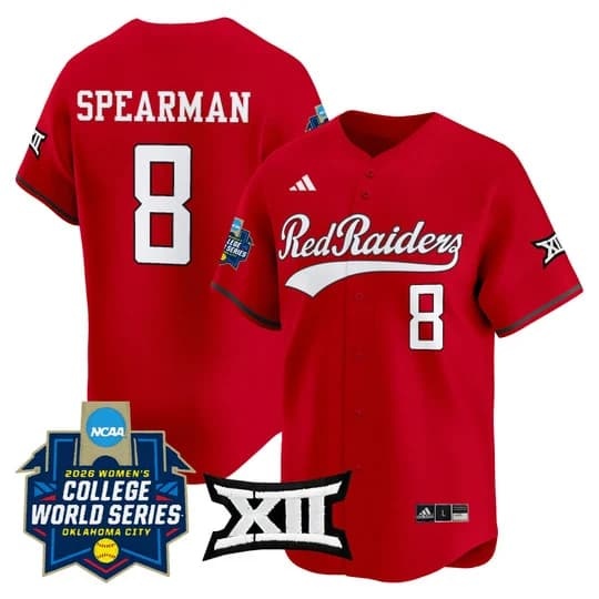 Men's size - Texas Tech Red Raiders Softball 2026 World Series (WCWS) Vapor Premier Limited Jersey - All Stitched Desirae Spearman