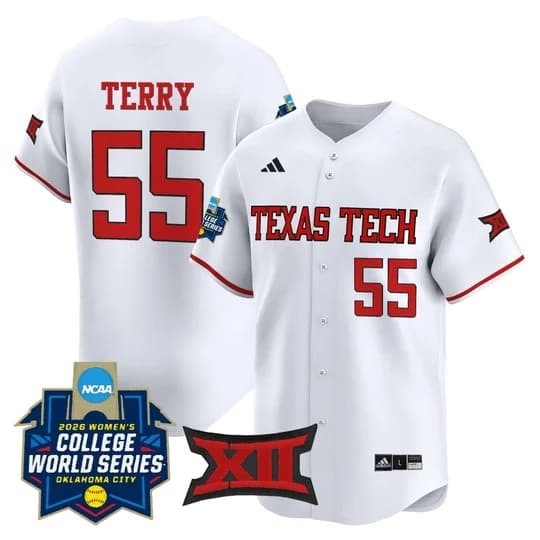 Men's size - Texas Tech Red Raiders Softball 2026 World Series (WCWS) Vapor Premier Limited Jersey - All Stitched Kaitlyn Terry 55