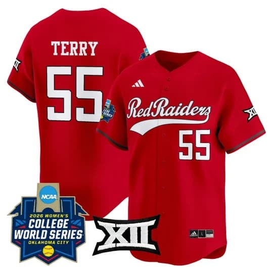 Men's size - Texas Tech Red Raiders Softball 2026 World Series (WCWS) Vapor Premier Limited Jersey - All Stitched Kaitlyn Terry