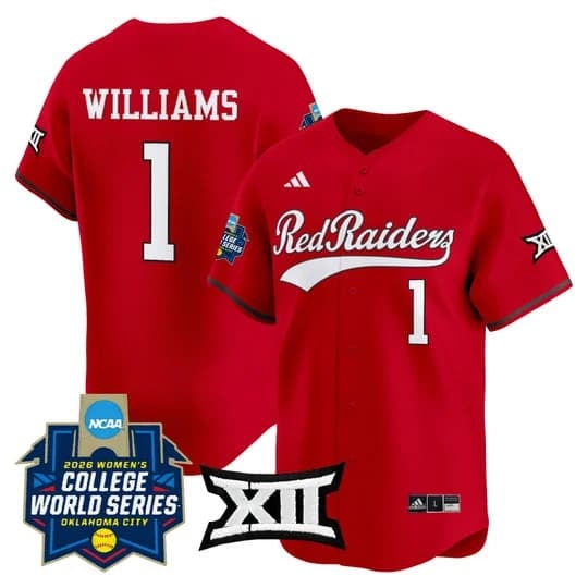 Men's size - Texas Tech Red Raiders Softball 2026 World Series (WCWS) Vapor Premier Limited Jersey - All Stitched Mia Williams