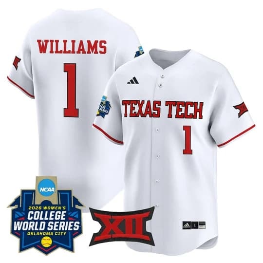 Men's size - Texas Tech Red Raiders Softball 2026 World Series (WCWS) Vapor Premier Limited Jersey - All Stitched Mia Williams1