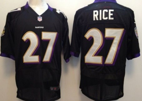 Men'se Baltimore Ravens #27 Ray Rice Black Nik Elite Stitched Jersey