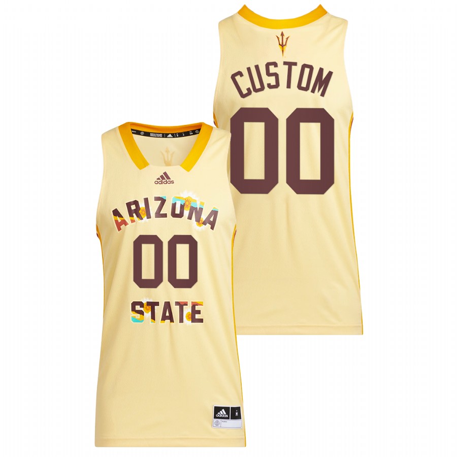 Men Arizona State Sun Devils Custom 2022 Basketball Jersey Yellow