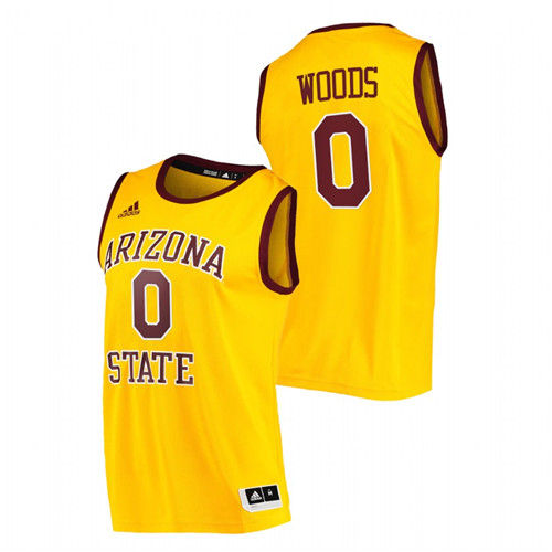 Men Arizona State Sun Devils Holland Woods College Basketball Player Jersey Gold