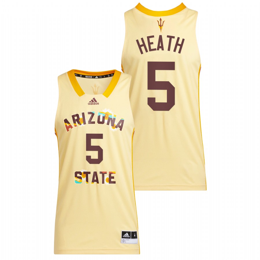Men Arizona State Sun Devils Jay Heath 2022 Basketball Jersey Yellow