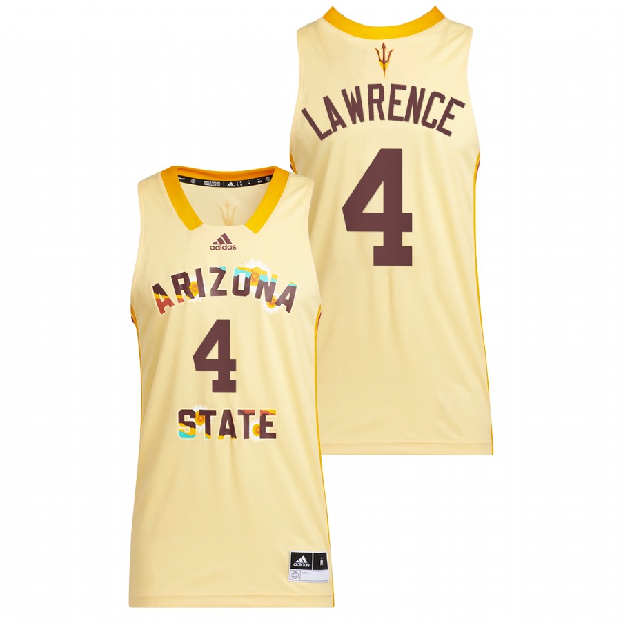 Men Arizona State Sun Devils Kimani Lawrence 2022 Basketball Jersey Yellow