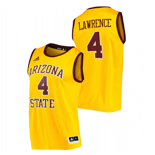 Men Arizona State Sun Devils Kimani Lawrence College Basketball 2021 Player Jersey Gold