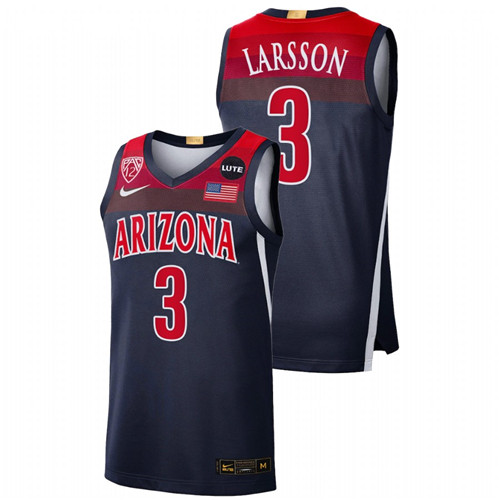 Men Arizona Wildcats Pelle Larsson 2021-22 College Basketball Jersey Navy