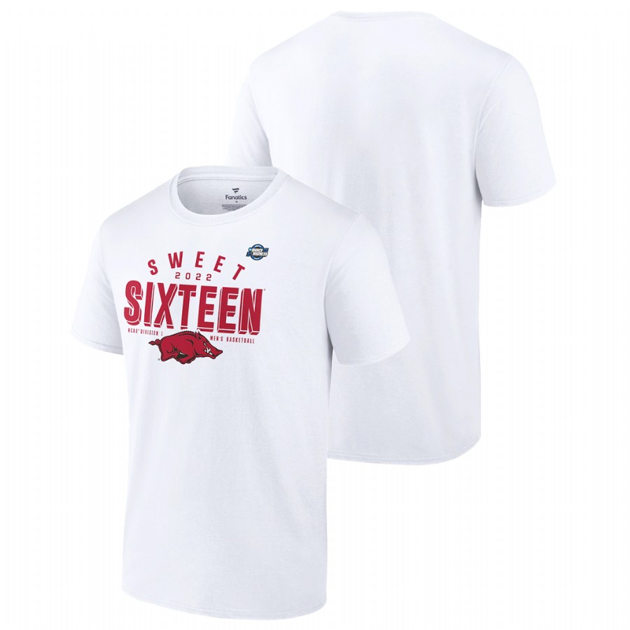Men Arkansas Razorbacks 2022 NCAA March Madness Sweet Sixteen Men's Basketball Tournament T-Shirt White