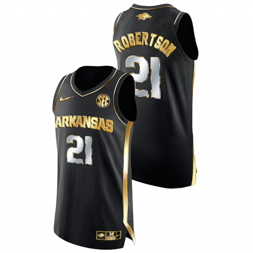 Men Arkansas Razorbacks Alvin Robertson Golden Edition College Basketball Jersey Black