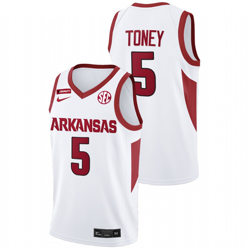 Men Arkansas Razorbacks Au'Diese Toney 2022 SEC Jersey White