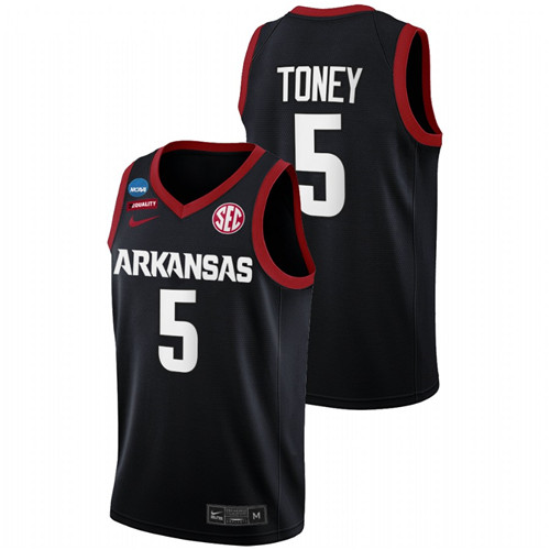 Men Arkansas Razorbacks Au'Diese Toney Basketball Jersey Black