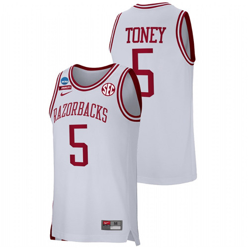 Men Arkansas Razorbacks Au'Diese Toney Retro Basketball Jersey White