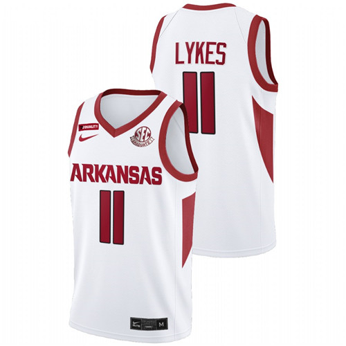 Men Arkansas Razorbacks Chris Lykes 2022 College Basketball Jersey White