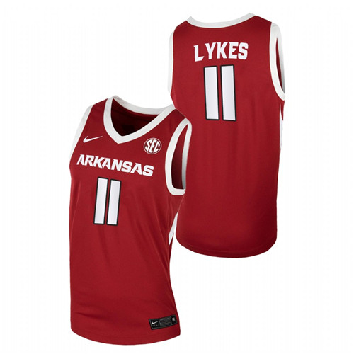 Men Arkansas Razorbacks Chris Lykes 2022 Jersey Red